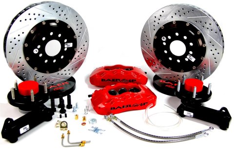 Baer Brakes Claw Pro+ Disc Brake Systems 4301388S Brakes, Pro+, Front, Cross-drilled/Slotted Rotors, 6-piston Silver Calipers, Chevy, GMC, Kit