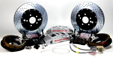 Baer Brakes Claw Extreme+ Disc Brake Systems for 1970-1974 CAMARO, FIREBIRD - 4302379S Kit, Extreme+, Rear, Cross-drilled/Slotted Rotors, 6-piston Silver Powdercoated Calipers, Chevy, Pontiac, Kit