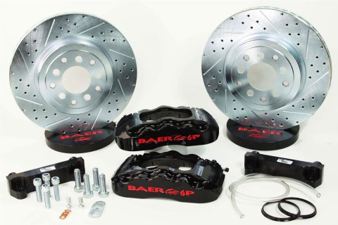 Baer Brakes Pro Brake Kits 4302299B Disc Kit, Pro, Rear, Cross-drilled/Slotted Rotors, 6-piston Black Powdercoated Calipers, Chevy, Kit