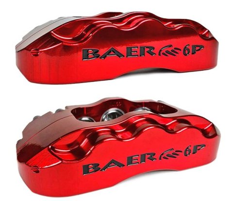 Baer Brakes SS4+ Deep Stage Drag Race Disc Brake Kits 4261428FR Kit, Race, Front, Slotted Rotors, 4-piston Fire Red Powdercoated Calipers, Ford, Kit
