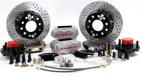 Baer Brakes SS4+ Disc Brake Systems 4261354S Kits, SS4 Plus Systems, Front, Cross-drilled/Slotted Rotors, 4-piston Silver Powdercoated Calipers, Ford, Kit