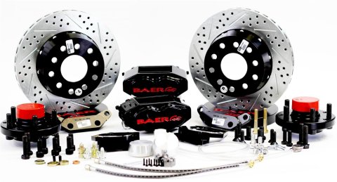 Baer Brakes SS4+ Disc Brake Systems 4261420B Kits, SS4 Plus Systems, Front, Cross-drilled/Slotted Rotors, 4-piston Black Powdercoated Calipers, Shelby, Kit