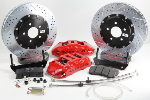 Baer Brakes Claw Extreme+ Disc Brake Systems 4301112R Kits, Extreme Plus Systems, Front, Cross-drilled/Slotted Rotors, 6-piston Red Powdercoated Calipers, Pontiac, Kit
