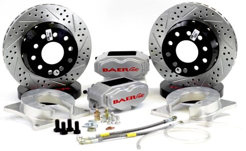 Baer Brakes SS4+ Disc Brake Systems 4262690S Kits, SS4 Plus Systems, Rear, Cross-drilled/Slotted Rotors, 4-piston Silver Powdercoated Calipers, Ford, Kit