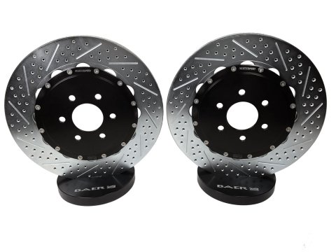 Baer Brakes EradiSpeed+ Brake Rotors 2302069 Rotor, EradiSpeed-Plus, Cross-Drilled, Slotted, Cast Iron, Zinc Plated, Rear, Cadillac, Pair