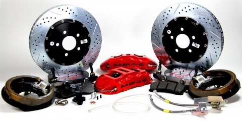 Baer Brakes Claw Extreme+ Disc Brake Systems for 1967-1969 CAMARO, FIREBIRD - 4302416R Kit, Extreme+, Rear, Cross-drilled/Slotted Rotors, 6-piston Red Powdercoated Calipers, Pontiac, Kit