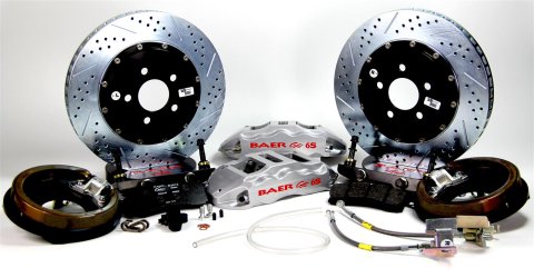 Baer Brakes Claw Extreme+ Disc Brake Systems 4142036S Kit, Extreme+, Rear, Cross-drilled/Slotted Rotors, 6-piston Silver Powdercoated Calipers, Chrysler, Dodge, Kit