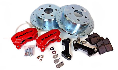 Baer Brakes SS4 Disc Brake Systems 4402007R Kits, Rear, SS4, 13 in. Rotor, 4 Piston, Red Powdercoated, Jeep, JL, JT, Kit