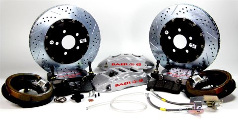 Baer Brakes Claw Extreme+ Disc Brake Systems 4302411S Kit, Extreme+, Rear, Cross-drilled/Slotted Rotors, 6-piston Silver Powdercoated Calipers, Buick, Oldsmobile, Pontiac, Kit