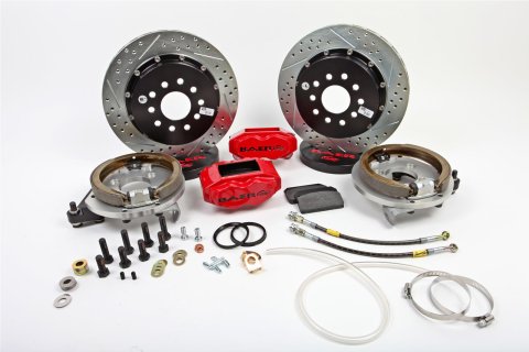 Baer Brakes SS4+ Disc Brake Systems for 1967-1969 CAMARO, FIREBIRD - 4302415R Kit, SS4+, Rear, Cross-drilled/Slotted Rotors, 4-piston Red Powdercoated Calipers, Pontiac, Kit