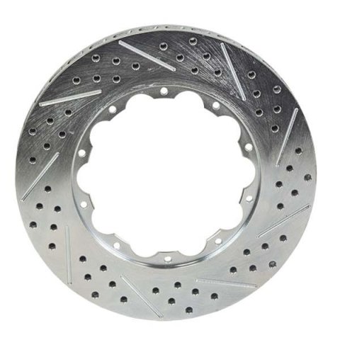 Baer Brakes Replacement Brake Rotors 6929272 Rotor, Replacement, Vented, Center, Cross-Drilled/Slotted, 13.85 in. OD, Iron, Zinc Plated, Outer Ring of 2-Piece, Right, Each