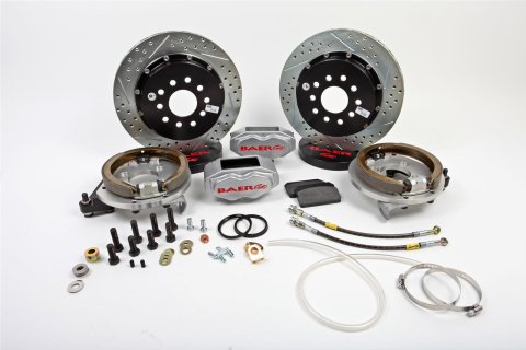 Baer Brakes SS4+ Disc Brake Systems for 1970-1974 CAMARO, FIREBIRD - 4302321S Kit, SS4+, Rear, Cross-drilled/Slotted Rotors, 4-piston Silver Powdercoated Calipers, Chevy, Pontiac, Kit