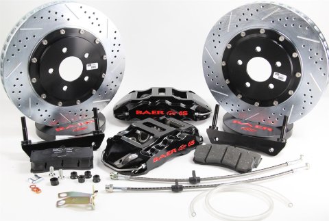 Baer Brakes Claw Extreme+ Disc Brake Systems 4392001B Kit, Extreme+, Rear, Cross-drilled/Slotted Rotors, 6-piston Black Powdercoated Calipers, for Infiniti, for Nissan, Kit