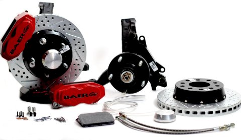Baer Brakes SS4+ Disc Brake Systems 4301462B Brakes, System, Front, Cross-drilled/Slotted Surface Rotors, 4-piston Black Calipers, Buick, Chevy, Kit