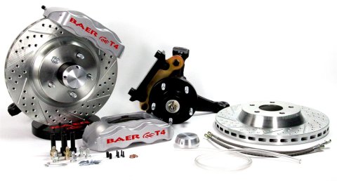 Baer Brakes Track4 Disc Brake Systems 4301406S Brakes, System, Front, Cross-drilled/Slotted Surface Rotors, 4-piston Silver Calipers, Buick, Chevy, Kit