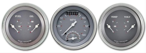 Classic Instruments SG Series Gauge Sets SG34SLF Gauges, SG, Speedometer, Tach, Water Temperature, Fuel Level, 3 3/8 in., Gray Face, Analog, Set of 3