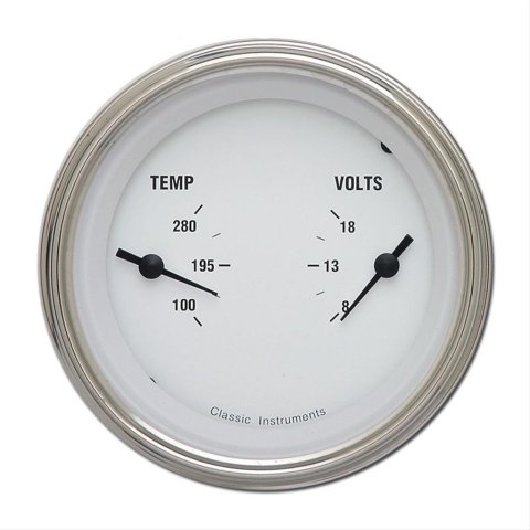 Classic Instruments White Hot Series Gauge Sets WH74SLF Set, Series, Analog, Electronic, Face, Black Pointer, Polished Bezel, Flat Lens, Each