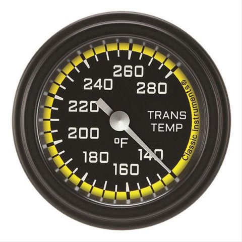 Classic Instruments Auto Cross Yellow Series Gauges AX127YBLF Transmission Temperature Gauge, AUT CR YLW 2" TRANS TEMP FULL SWEEP
