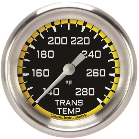 Classic Instruments Auto Cross Yellow Series Gauges AX327YAPF Gauge, Series, Transmission Temperature, 2 5/8 in., Performance Bezel, Analog, Electrical, Each