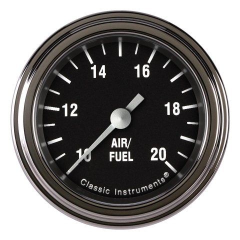 Classic Instruments Hot Rod Series Gauges HR194SLF Gauges, Series, Air/Fuel Ratio - Wideband, 10:1-20:1 Range, Analog, Electrical, 2 1/8 in., Black Face, White Numbers, M18 x 1.5 Thread, Each