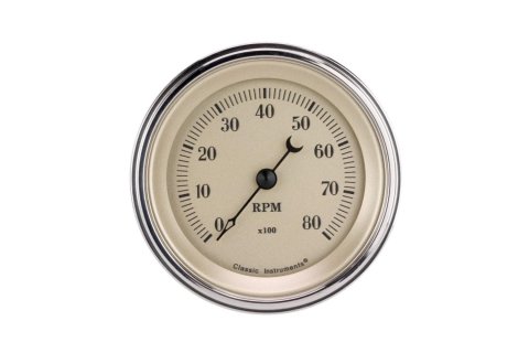 Classic Instruments 1933-34 Ford Car Matching Tachometers FC3380SLF Gauge, Car, Analog, Electronic, Tachometer, 3 3/8 in. Diameter, Beige Face/Chrome Bezel, Each