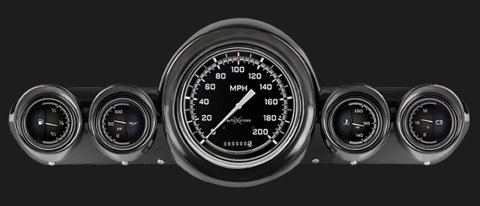 Classic Instruments 1959-60 Chevy Package Gauge Sets CH59AXG54 Kit, AutoCross Gray, Chevy, 1959-1960, Speedometer, Fuel Level, Oil Pressure, Water Temp, Volt, Stainless Low-Step Bezel, Kit