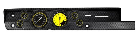 Classic Instruments 1967-69 Plymouth Barracuda Package Gauge Sets CDPB67AXY151CF Kit, AutoCross Yellow Series, Full Sweep, Direct-Fit w/ Carbon Fiber Insert, Mopar, 1967-1969 Barracuda, Kit