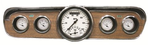 Classic Instruments 1965-66 Mustang Package Gauge Sets MU65WH35 Gauges, White Hot Style, Speedometer, Tach, Water Temperature, Fuel Level, White Face, Analog, Ford, Kit