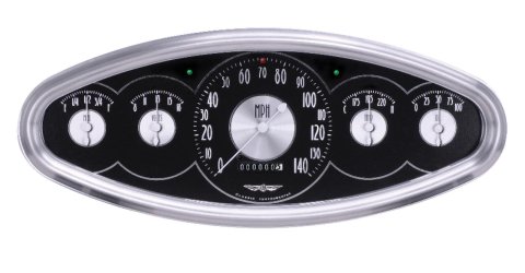 Classic Instruments All-American Tradition Series Gauge Sets AT3200PB Kits, Series, Analog, Speedometer, Fuel Level, Oil Pressure, Volts, Water Temp., Black/Silver Face, Silver Numbers, Kit