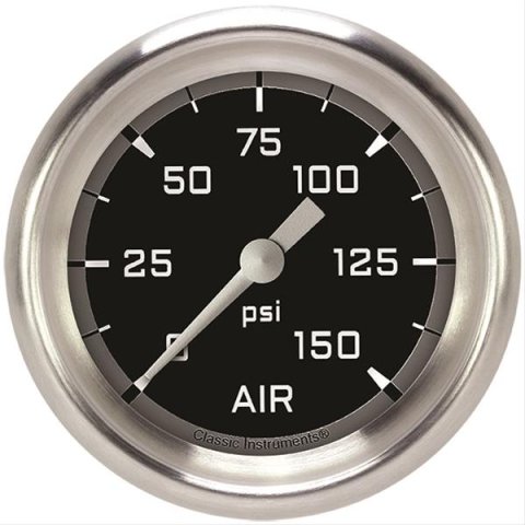 Classic Instruments Auto Cross Gray Series Gauges AX318GAPF Gauge, Series, Performance Bezel, Air Pressure, 2 5/8 in., Analog, Electrical, Each