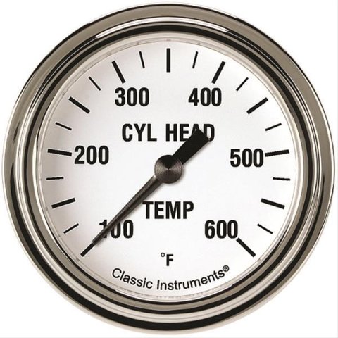 Classic Instruments White Hot Series Gauges WH397SLF Gauge, Series, Cylinder Head Temperature, 100-600 Degrees F, 2 5/8 in., Analog, Electrical, Each