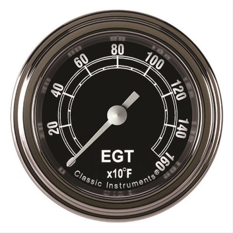 Classic Instruments Traditional Series Gauges TR198SLF Gauge, Analog, Series, EGT, 0-1600 Degrees F, 2 1/8 in. Diameter, Black Face, Full Sweep, Each
