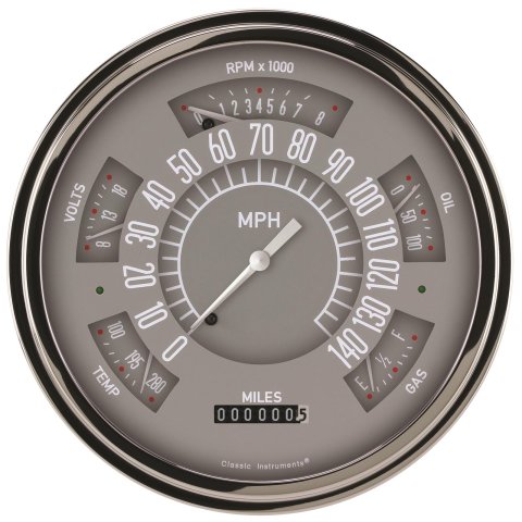 Classic Instruments 1961-66 F-100 Package Gauge Sets FT61G Kit, Gray Face, Ford, F100, 1961-1966, Speedometer, Tachometer, Fuel Level, Oil Pressure, Water Temperature, Voltmeter, Kit