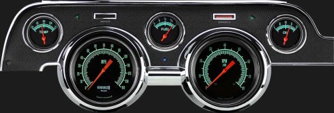 Classic Instruments 1967-68 Mustang Package Gauge Sets MU67DGS Kit, G-Stock, Info Screen, Ford, Mustang, 1967-1968, Black Bezel, Speedometer, Tach, Fuel Level, Oil Pressure, Water Temp, Kit