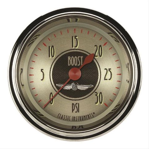 Classic Instruments All-American Nickel Series Gauges AN142SHC Boost Gauge, AMER NKL 2" BOOST, 30psi ELECTRIC, FULL SWEEP