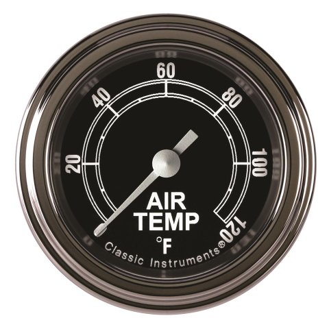 Classic Instruments Traditional Series Gauges TR199SLF Gauge, Analog, Series, Air Temp, 0-120 Degrees F, 2 1/8 in. Diameter, Black Face, Full Sweep, Each