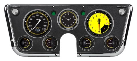 Classic Instruments 1967-72 Chevy Truck Package Gauge Sets CT67DAXY Gauges, AutoCross Yellow, Direct Fit, Display Gauge, Chevy/GMC, Truck, 1967-1972, Speedometer, Tach, Fuel, Volt, Oil Pressure, Water Temp, Kit