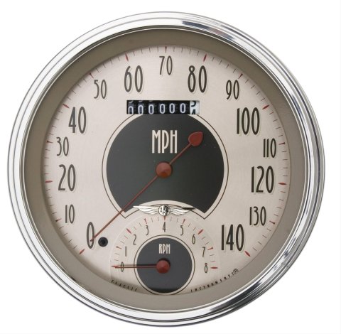 Classic Instruments All-American Nickel Series Gauge Sets AN50SLC Kits, Series, Analog, Speedometer, Tachometer, White Face, Black Numbers, Curved Glass, Electronic, Each