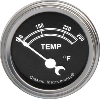 Classic Instruments Traditional Series Gauges TR26SLC Gauge, Series, Analog, Water Temperature, 140-280 degrees F, 2 1/8 in., Black Face, Electrical