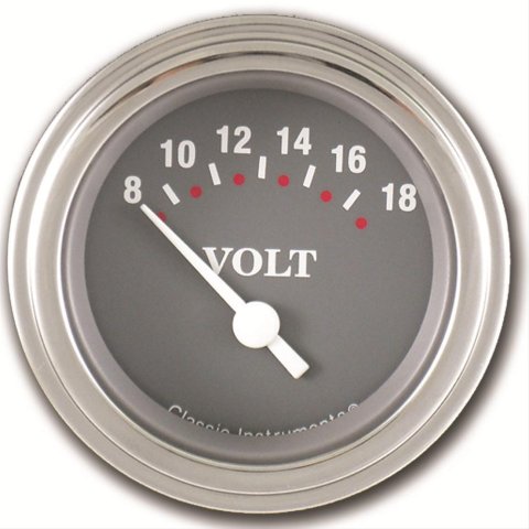 Classic Instruments SG Series Gauges SG30SLC Gauge, Series, Voltmeter, 8-18 V, 2 1/8 in., Gray Face, Analog, Electrical, Each