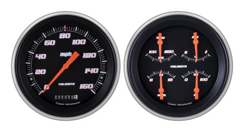 Classic Instruments 1951-53 Chevy Package Gauge Sets CH51VSB52 Gauges, Velocity, Speedometer, Oil Pressure, Fuel Level, Voltage, Black Face, Analog, Chevy, Kit