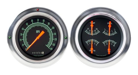 Classic Instruments 1954-55 Chevy Pickup Package Gauge Sets CT54GS52 Gauges, G-Stock, Speedometer, Water Temperature, Fuel Level, Voltage, Black Face, Analog, Chevy, Kit