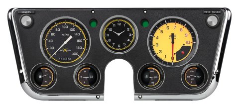 Classic Instruments 1967-72 Chevy Truck Package Gauge Sets CT67AXY Gauges, Autocross, Direct-Fit, Yellow Face, White Numbers, Analog, Chevy, GMC, Kit