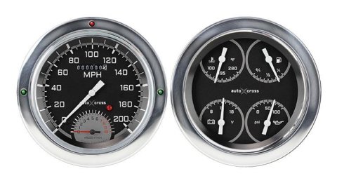 Classic Instruments 1954-55 Chevy Pickup Package Gauge Sets CT54AXG62 Kits, Pickup, Analog, Speedometer, Tach, Fuel Level, Oil Pressure, Volts, Water Temp., Black/Gray Face, White Numbers, Chevy, Kit