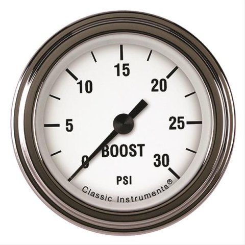 Classic Instruments White Hot Series Gauges WH142SLF Boost Gauge, WHITE HOT 2" BOOST, 60psi ELECTRIC, FULL SWEEP