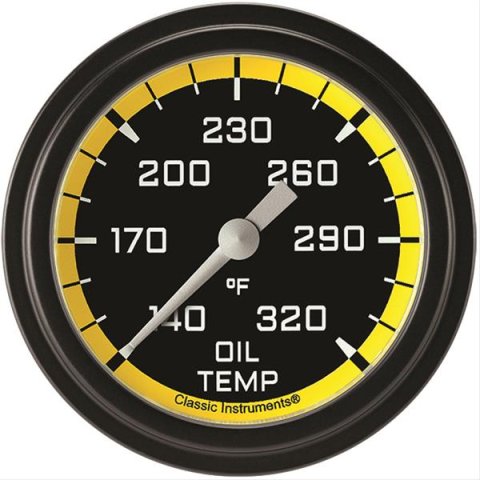 Classic Instruments Auto Cross Yellow Series Gauges AX328YBLF Gauge, Series, Oil Temperature, 2 5/8 in., Low Step Bezel, Analog, Electrical, Each
