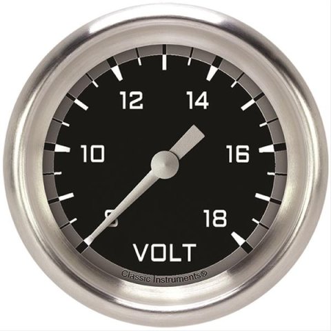 Classic Instruments Auto Cross Gray Series Gauges AX330GAPF Gauge, Series, Voltmeter, 2 5/8 in., 8-18 V, Performance Bezel, Analog, Electrical, Each