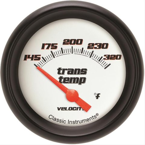 Classic Instruments Velocity Series Gauges VS227WBPF Gauge, White Series, Transmission Temperature, 145-320 Degrees F, 2 5/8 in., Performance Bezel, Analog, Electrical, Each