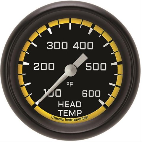 Classic Instruments Auto Cross Yellow Series Gauges AX397YBPF Gauge, Series, Cylinder Head Temperature, 100-600 Degree F, 2 5/8 in., Performance Bezel, Analog, Electrical, Each