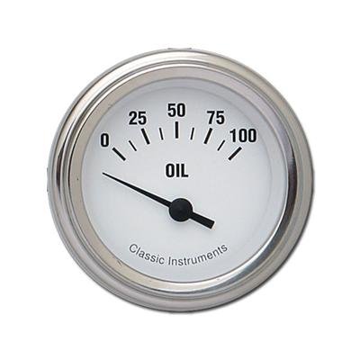 Classic Instruments White Hot Series Gauges WH81SLC Gauge, Series, Oil Pressure, 0-100 psi, 2 1/8 in., Face, Analog, Electrical, Each
